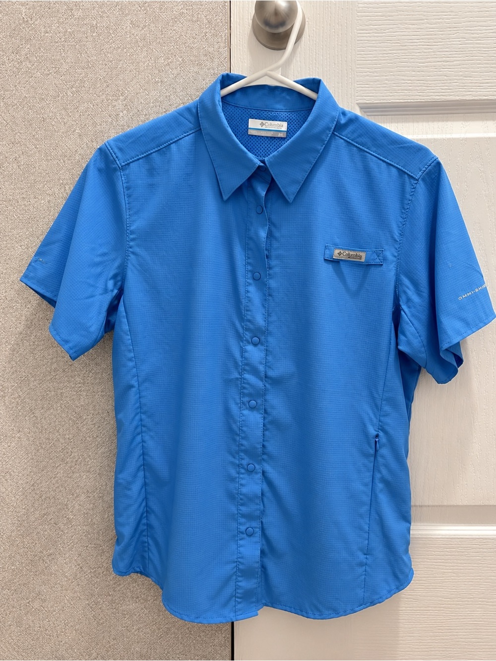 Columbia Short-Sleeve Button-Front Performance Shirt - Bright Blue
